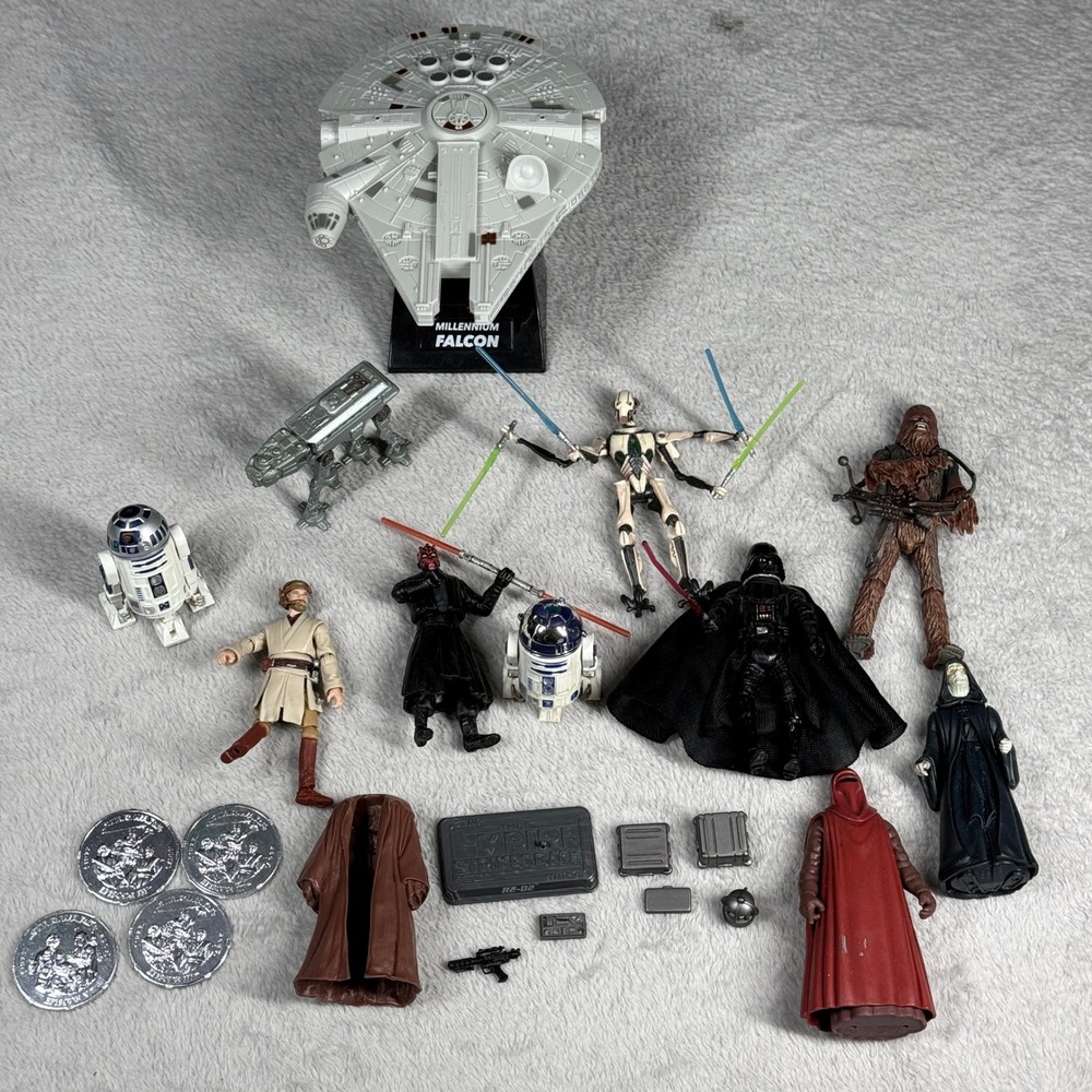 Star Wars Action Figure Lot Multi Millennium Falcon Vader Grievous Toy 90's 2K